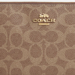 Coach Large Corner Zip Wristlet In Signature Canvas Signature Canvas-Gold-Tan-Brown
