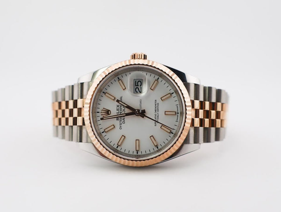 Rolex | Datejust | 126231 | Rose gold | 36 x 44 mm | Gold/Steel | White | Automatic
