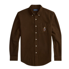 Polo Ralph Lauren  Men Brown Polo Bear Custom-Fit Oxford Shirt