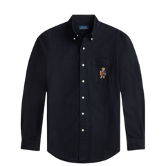 Polo Ralph Lauren  Men Black Polo Bear Custom-Fit Oxford Shirt