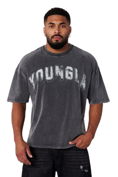 YOUNG LA 4146 Scuffed Cloud Tees Grey Wash