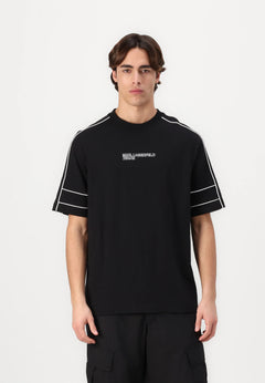 Karl Lagerfeld Jeans RELAXED PIPING TEE - Print T-shirt - black