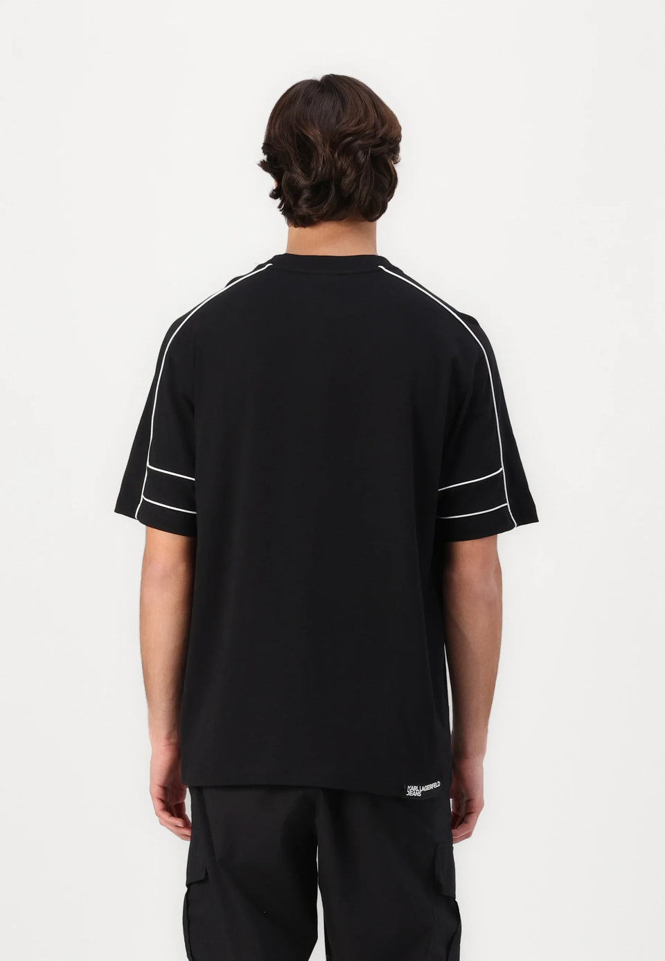 Karl Lagerfeld Jeans RELAXED PIPING TEE - Print T-shirt - black