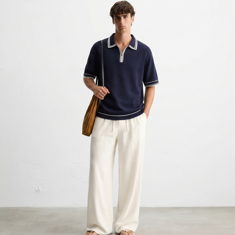 Monaco Knit Polo – Deep Navy