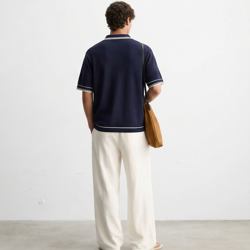 Monaco Knit Polo – Deep Navy