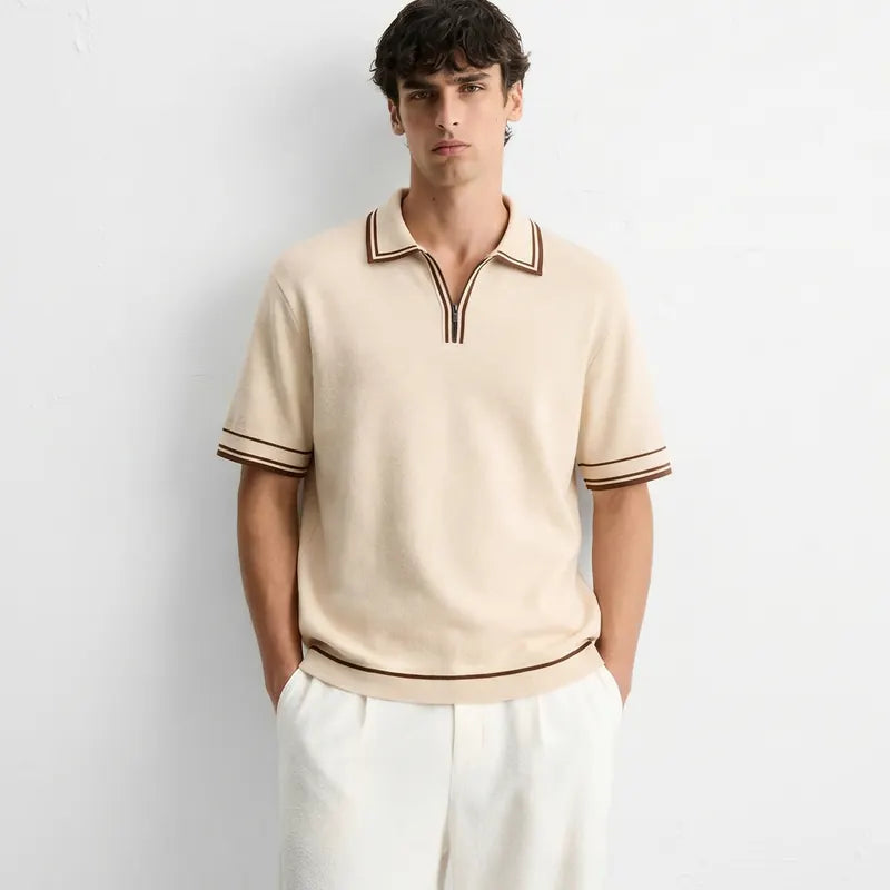 Monaco Knit Polo – Warm Oat
