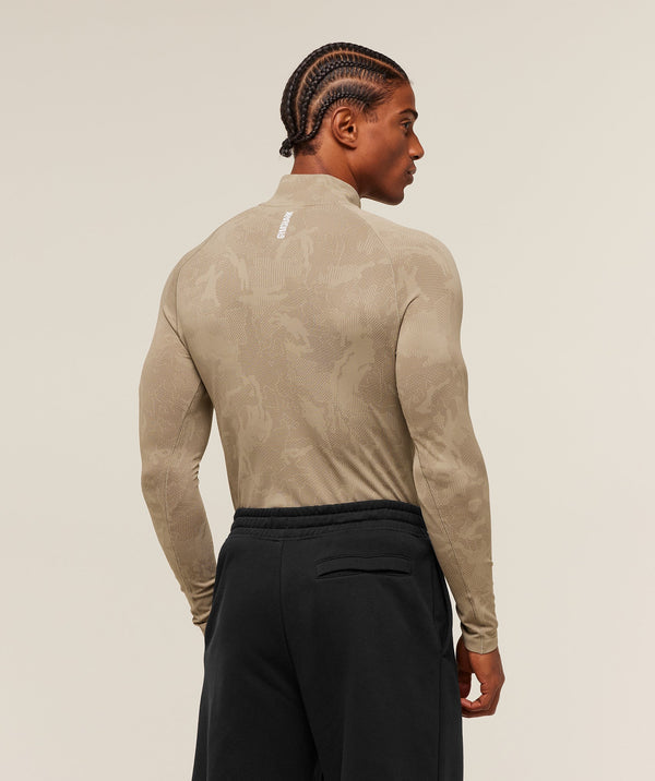 Gymshark Geo Seamless 1/4 Zip Cement Brown