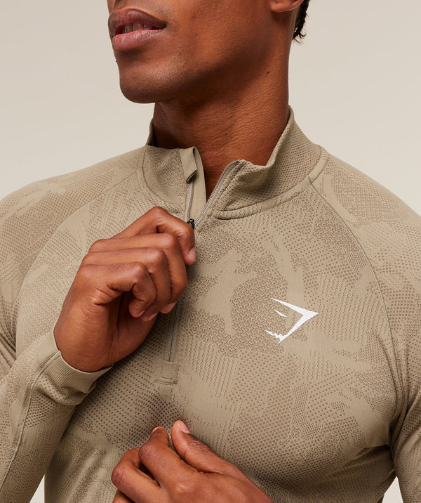 Gymshark Geo Seamless 1/4 Zip Cement Brown