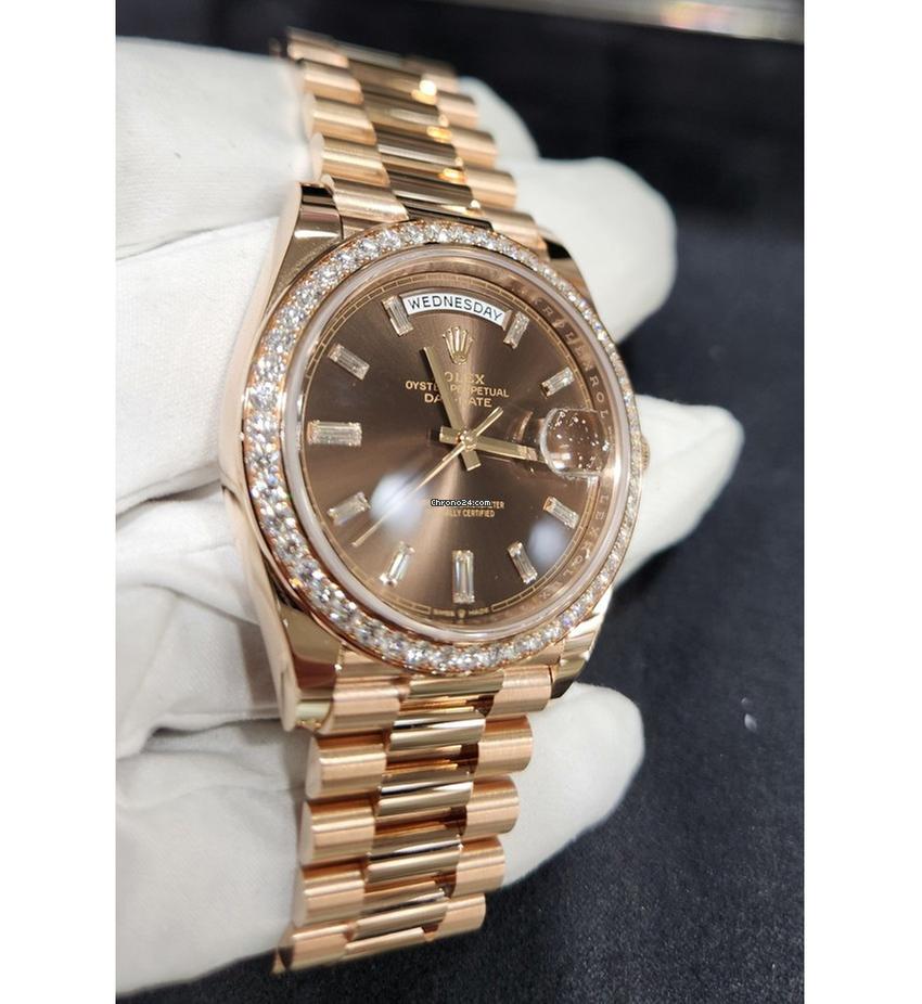 Rolex | Day-Date | 228345RBR | Rose gold | 40 mm | Rose gold | Brown | Automatic