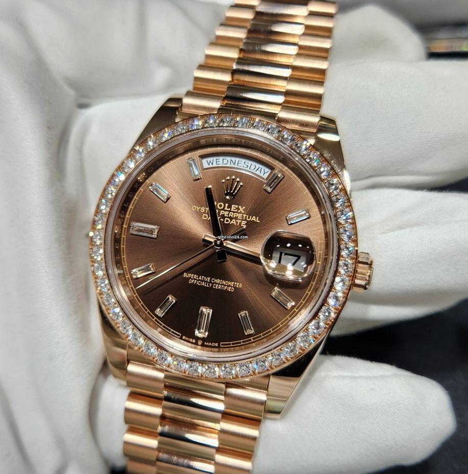 Rolex | Day-Date | 228345RBR | Rose gold | 40 mm | Rose gold | Brown | Automatic