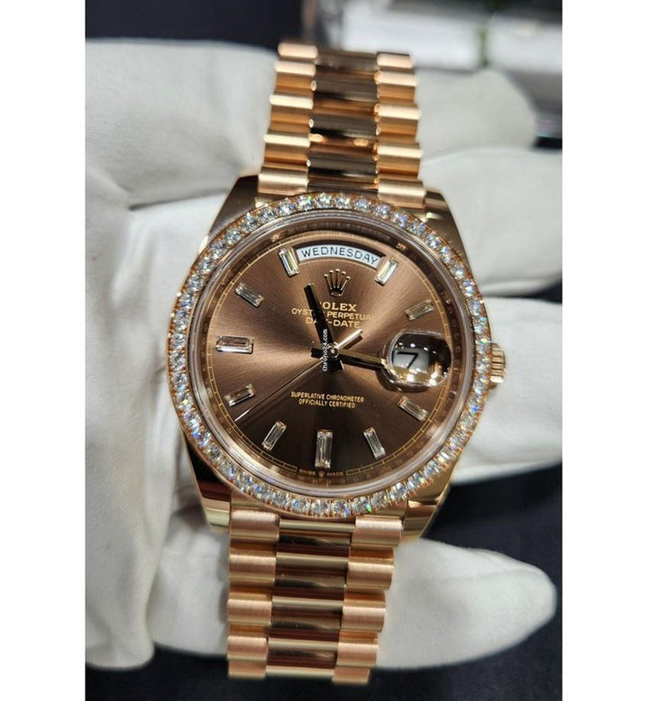 Rolex | Day-Date | 228345RBR | Rose gold | 40 mm | Rose gold | Brown | Automatic