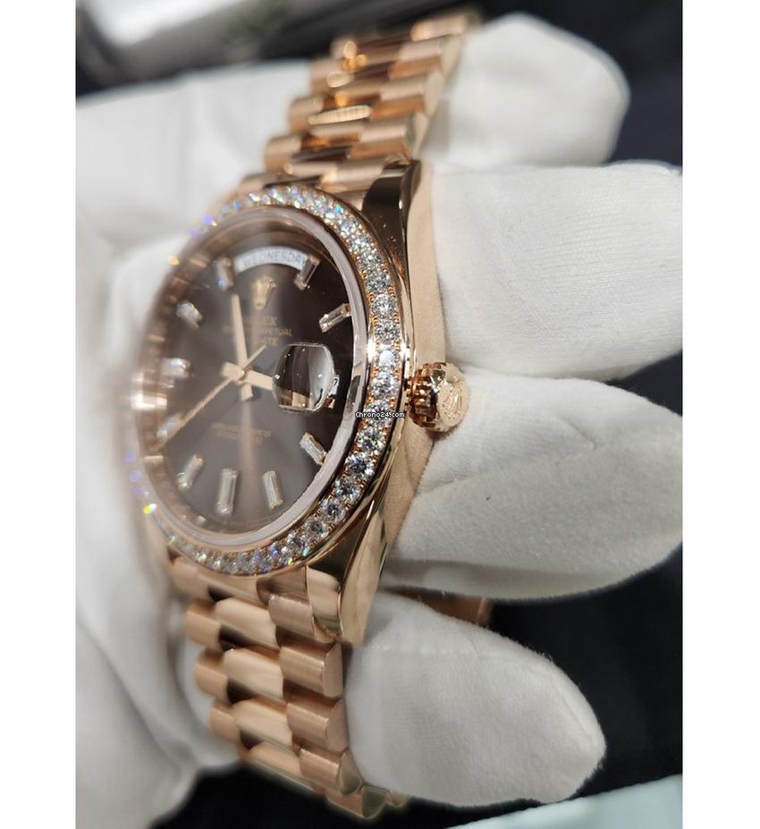 Rolex | Day-Date | 228345RBR | Rose gold | 40 mm | Rose gold | Brown | Automatic