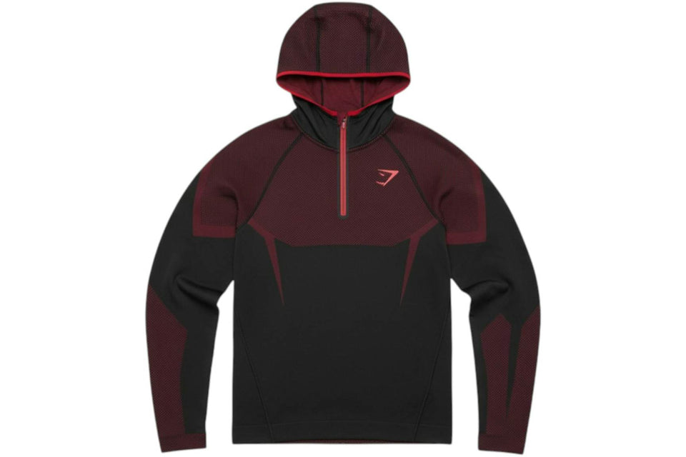 Gymshark Onyx 5.0 Seamless Hoodie Black/Carmine Red