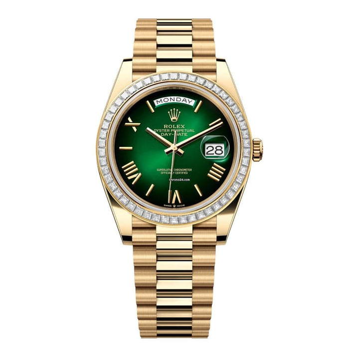 Rolex | Day-Date | 228398TBR-0042 | 40 mm | Yellow gold | Green | Automatic