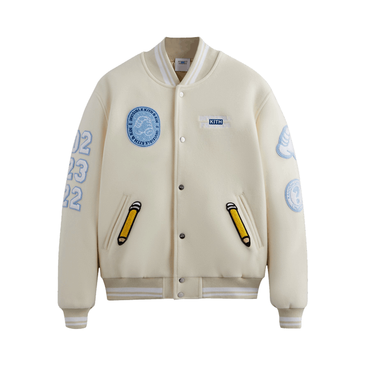 Kith x Invisible Friends Manteco Wool Varsity Jacket Sandrift