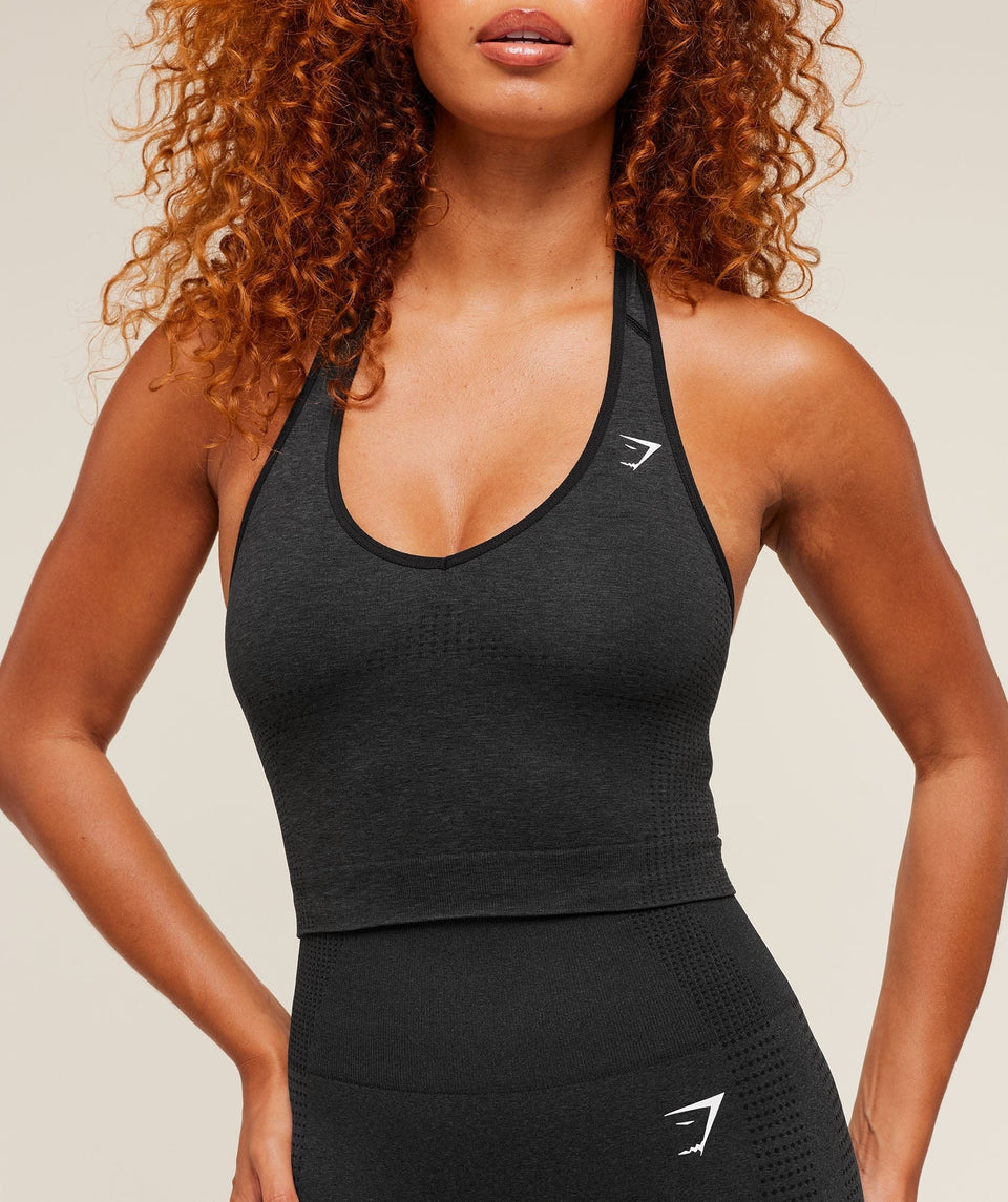 Gymshark Vital Halter Neck Tank With Shelf - Black Marl