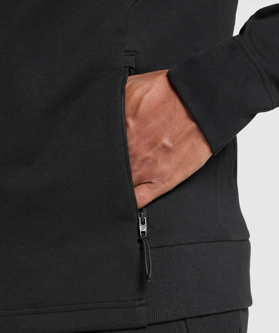 Gymshark Interlock Tech Zip Up Hoodie - Black