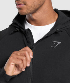 Gymshark Interlock Tech Zip Up Hoodie - Black