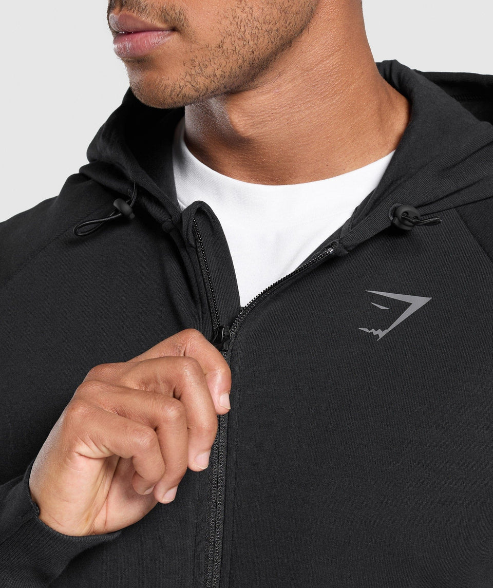 Gymshark Interlock Tech Zip Up Hoodie - Black