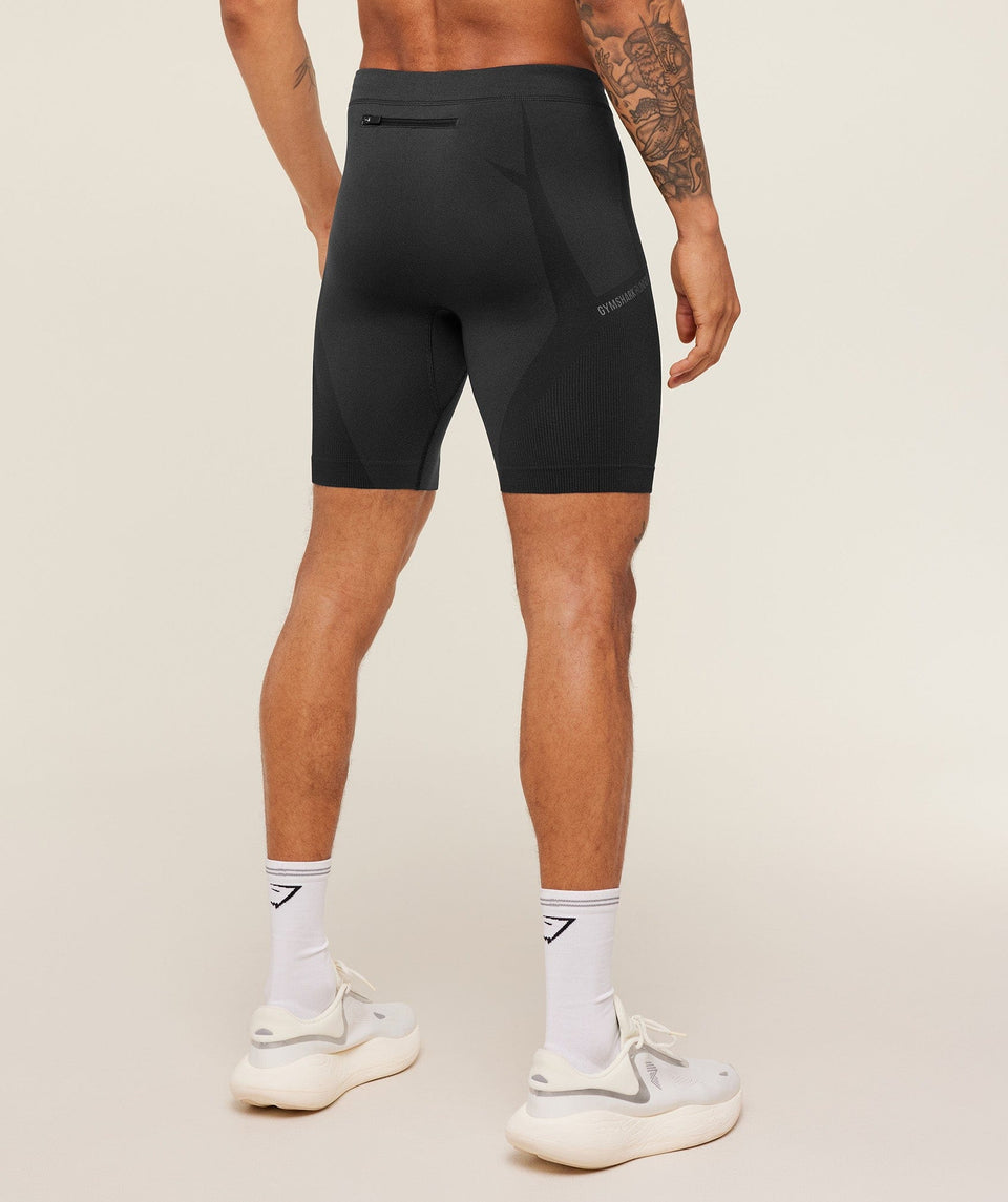 Gymshark Seamless Running Half Tight - Black/Onyx Grey