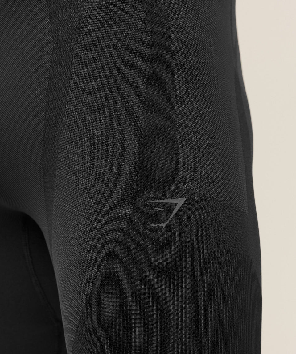 Gymshark Seamless Running Half Tight - Black/Onyx Grey
