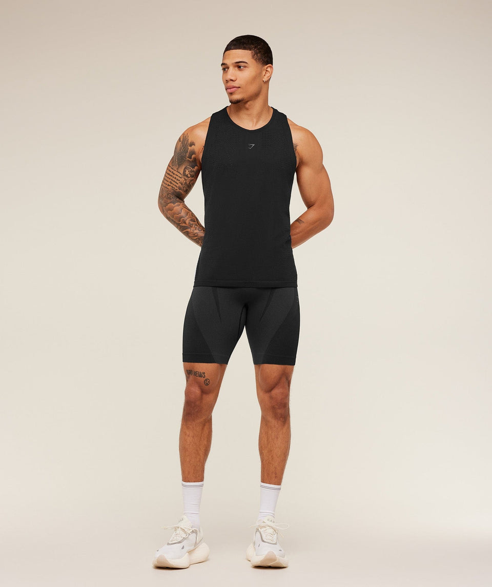 Gymshark Seamless Running Half Tight - Black/Onyx Grey