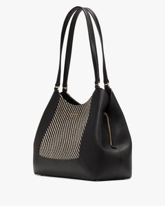 Lena Straw Triple Compartment Shoulder Bag