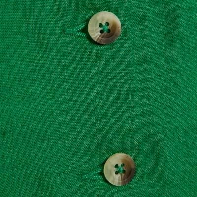 Green Linen Blend Waistcoat