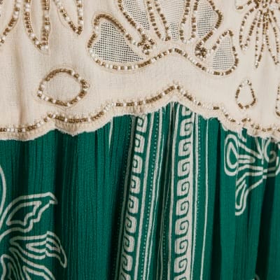 Green Beaded Mini Beach Dress