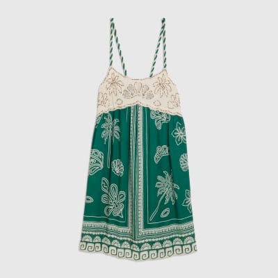 Green Beaded Mini Beach Dress