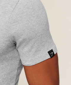 Gymshark Ribbed T-Shirt - Light Grey Core Marl