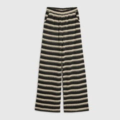 Black Striped Crochet Wide Leg Trousers
