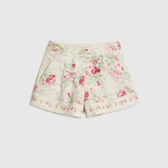 White Floral Printed Shorts