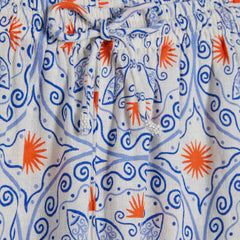 Petite Blue Printed Linen Blend Trousers