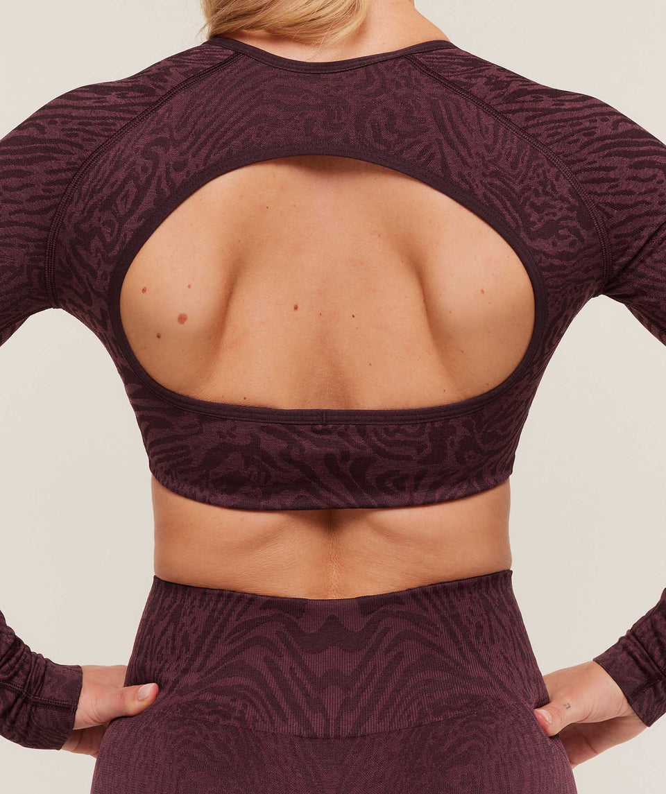 Gymshark Adapt Animal Long Sleeve Crop Top - Cherry Purple/Reset Pink