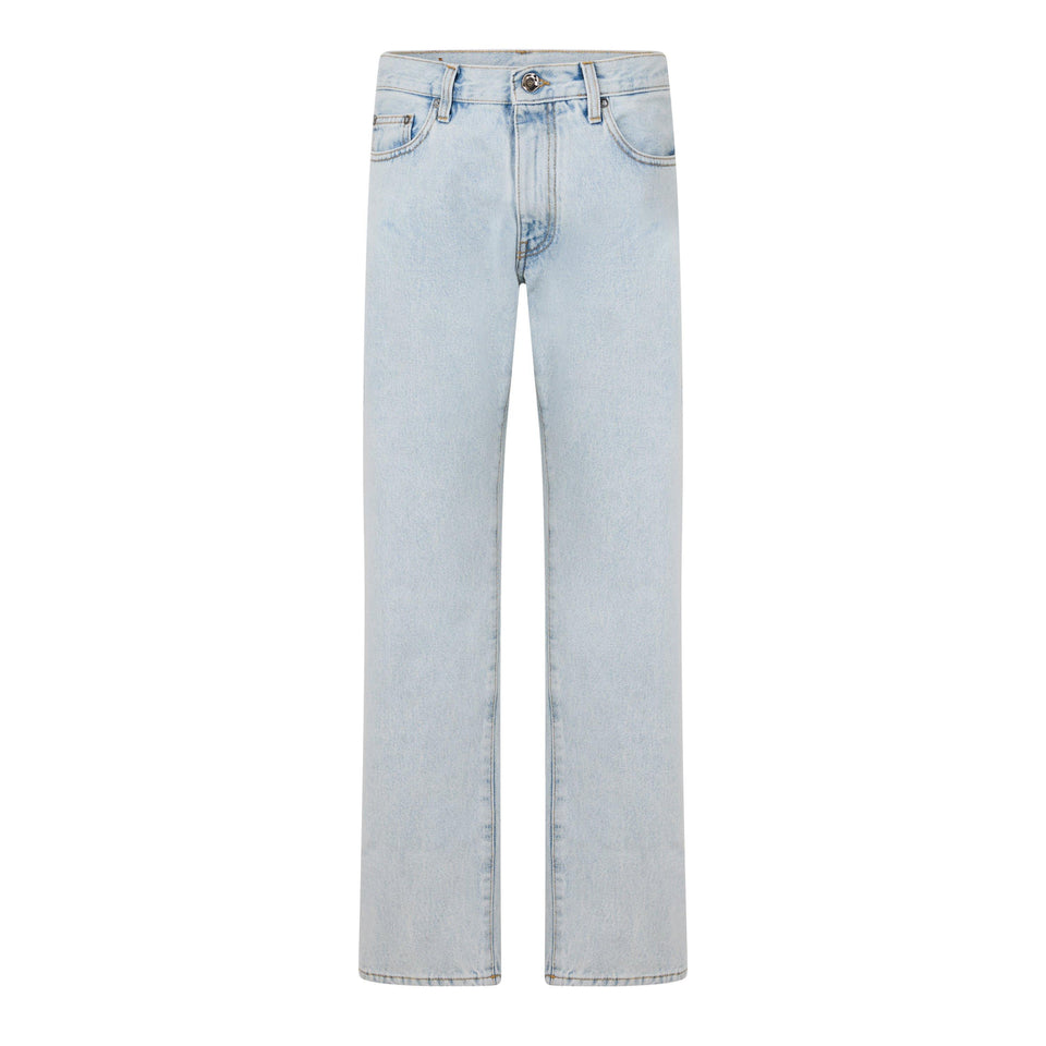 Diagonal Cotton Slim Fit Jeans