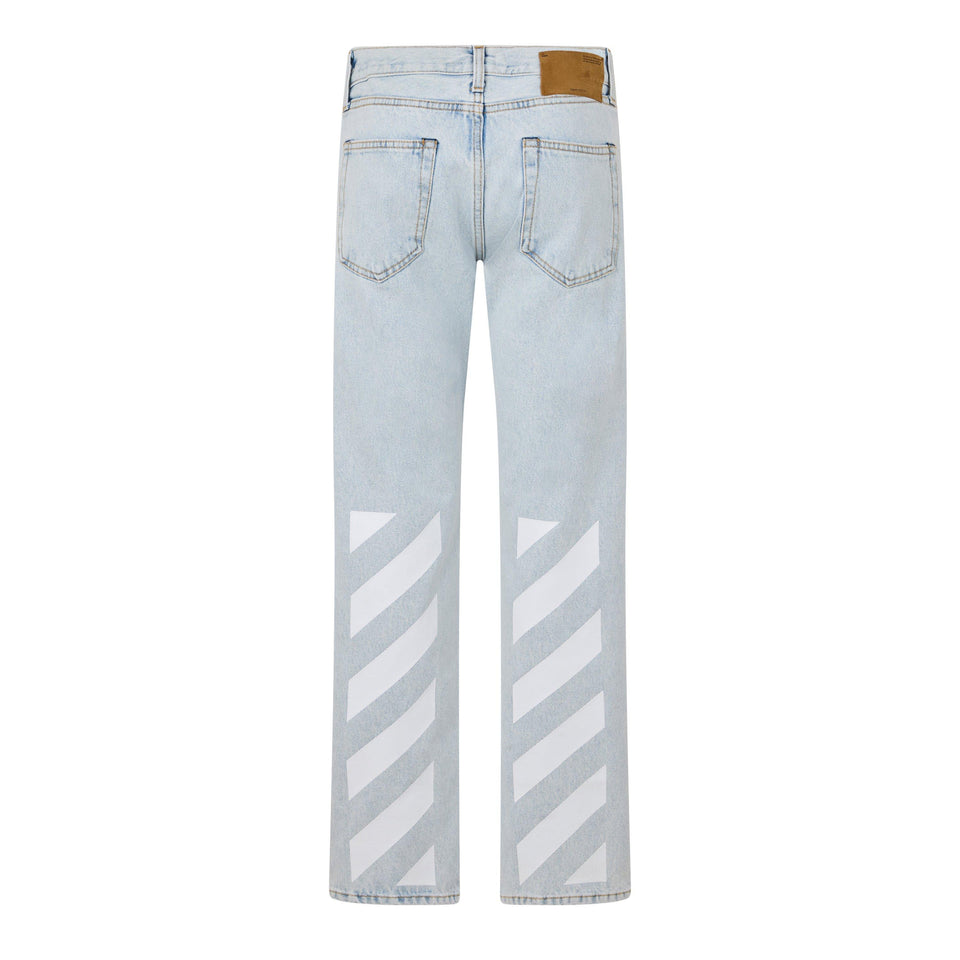 Diagonal Cotton Slim Fit Jeans