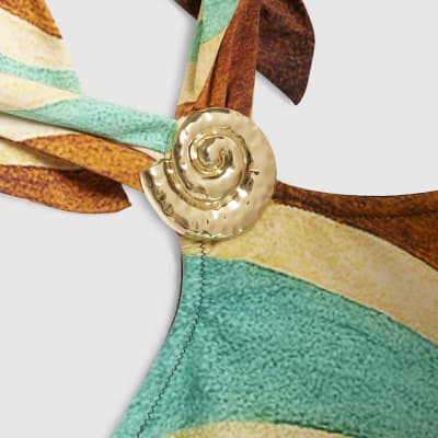 Brown Halter Neck Swirl Swimsuit
