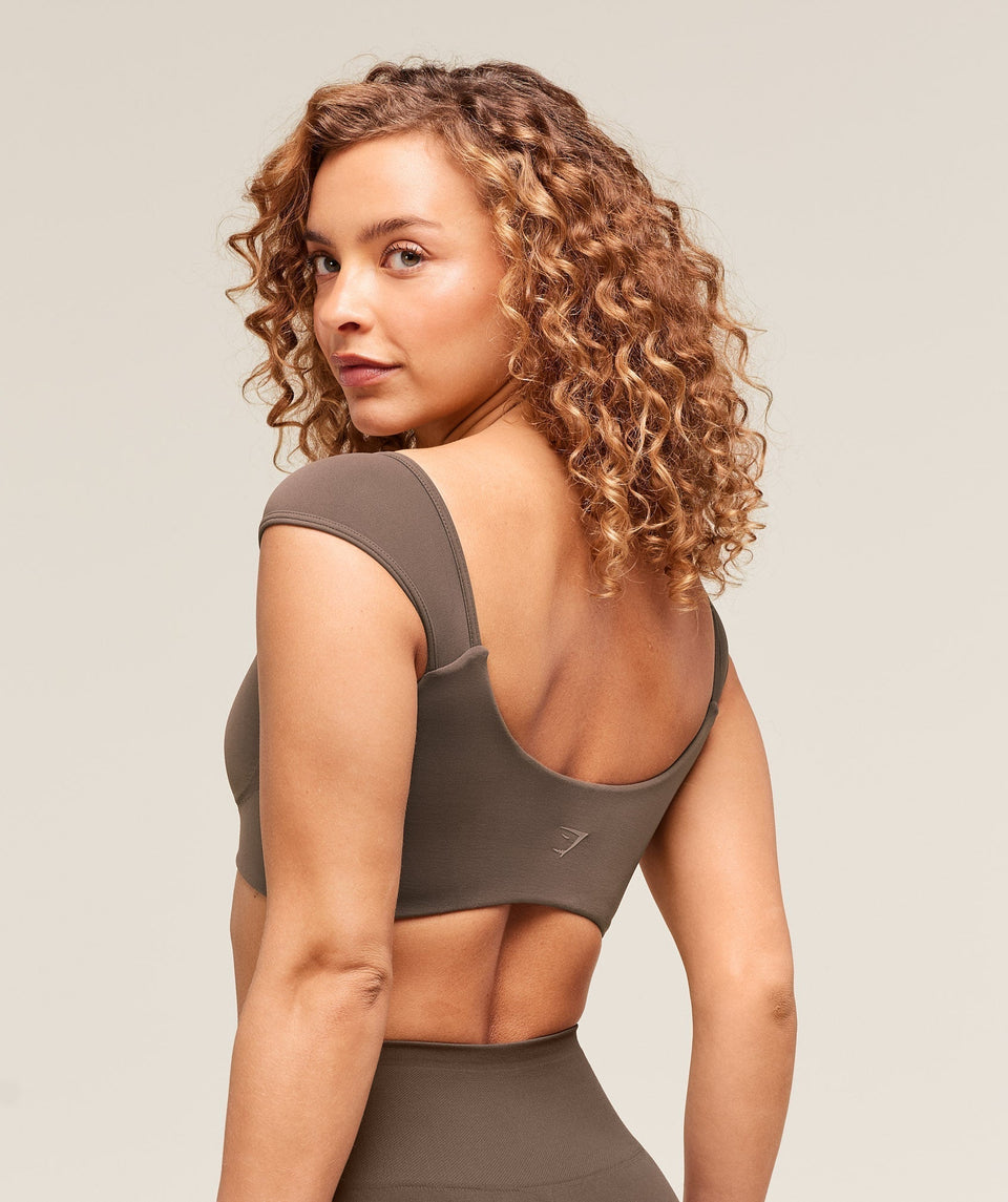 Gymshark Soft Sculpt Cap Sleeve Bralette - Walnut Brown