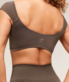 Gymshark Soft Sculpt Cap Sleeve Bralette - Walnut Brown