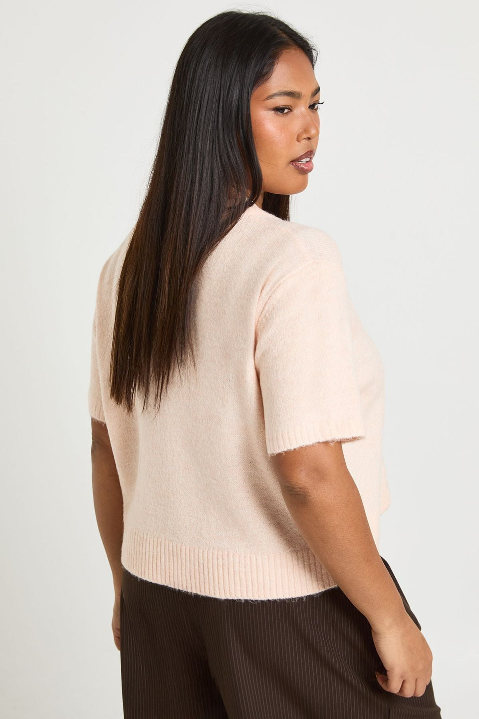 Plus Short Sleeve Knitted Top