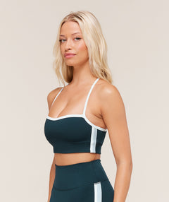 Gymshark Piping Sports Bra - Deep Petrol Blue/Smoke Blue/Soft White