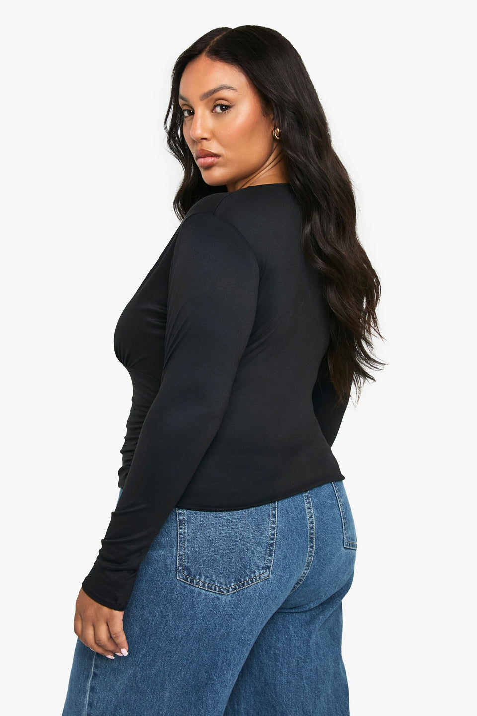 Plus Plunge Ruched Top