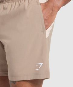 Gymshark Sport Panel 7" Shorts - Cement Brown/Pebble Grey