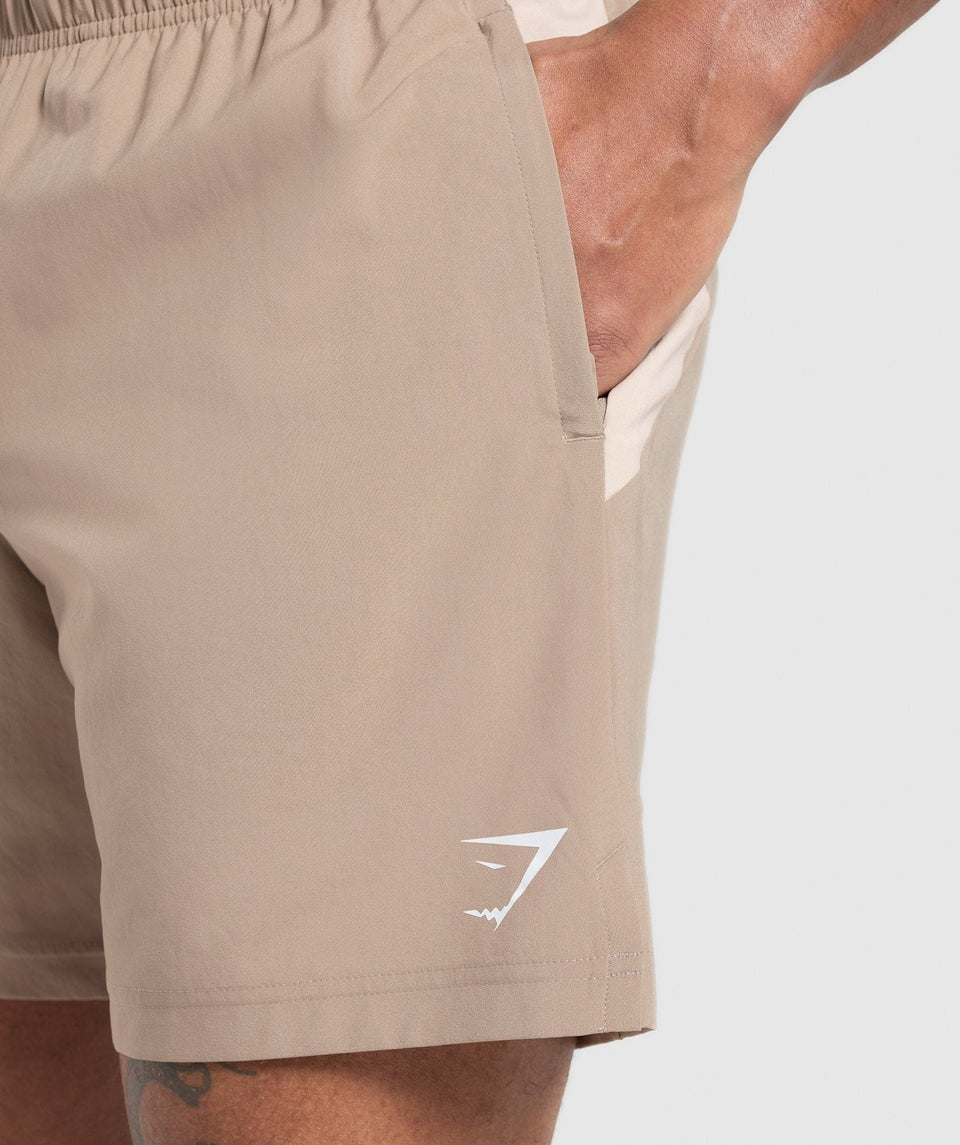 Gymshark Sport Panel 7" Shorts - Cement Brown/Pebble Grey