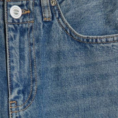 Blue High Waisted Wide Leg Jeans