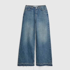 Blue High Waisted Wide Leg Jeans
