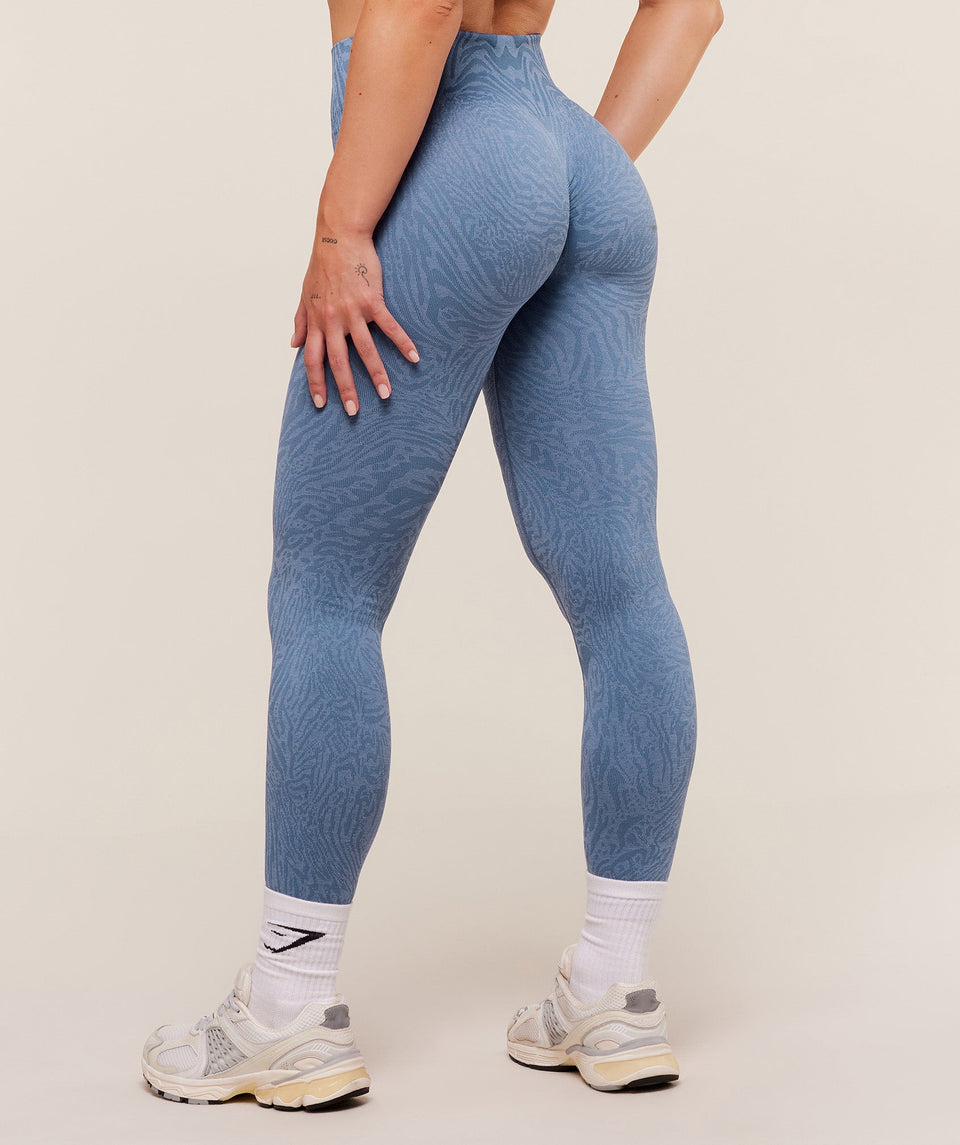 Gymshark Adapt Animal Seamless Leggings - Worn Blue/Peri Blue