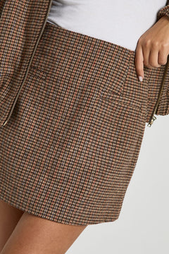 Wool Look Check Mini Skirt
