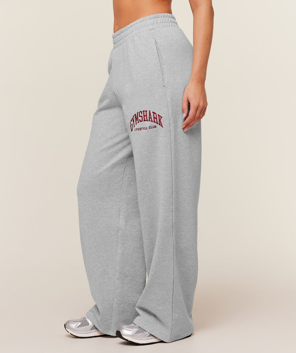 Gymshark Collegiate Graphic Straight Leg Jogger - Light Grey Core Marl